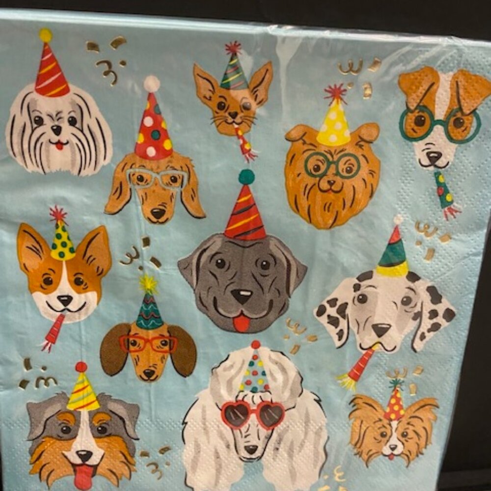 Unique: Napkins 16ct. 2PLY  * PAWTY TIME BIRTHDAY *FOR ANIMAL'S ONLY*
